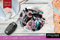 Cowgirl Car Coaster - Country Girl Coaster PNG Sublimation Product Image 1