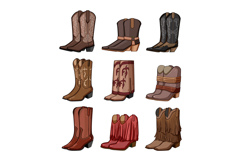 cowgirl boots set cartoon Product Image 1