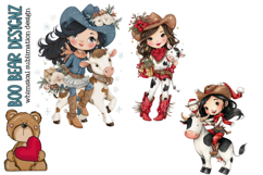 Super Cute Cowgirl Christmas Clipart Product Image 1