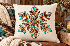 Western Snowflake PNG, Turquoise Cowhide Christmas Product Image 4