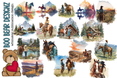 Watercolor Western Cowgirl Clipart Product Image 1