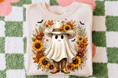 Cowgirl Ghost Png, Sunflower Halloween Sublimation Design Product Image 2