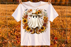 Cowgirl Ghost Png, Sunflower Halloween Sublimation Design Product Image 3