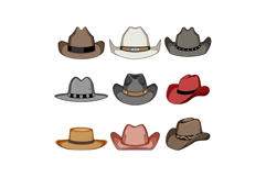 cowgirl hat set cartoon Product Image 1