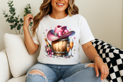 cowgirl hat with roses png, western barrel clipart sublimation, rustic cowgirl sublimation design, cowgirl hat barrel png file, girly cowgirl roses clipart, rodeo barrel png sublimation, country girl hat with roses, cowgirl fashion png design, rustic cowg