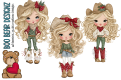 Super Cute Christmas Cowgirl Clipart Product Image 1