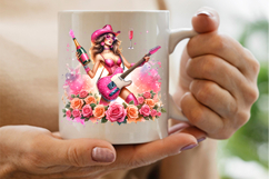 Cowgirl Playing Guitar with Roses PNG Sublimation Design Product Image 5