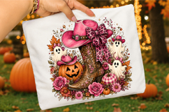 Cowgirl Pumpkin PNG, Pink Cowgirl Boot Halloween PNG Product Image 3