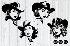 Cowgirl Retro Pin Up Woman SVG, Woman Vintage SVG Product Image 1