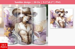 Alcohol ink tumbler Girl tumbler wrap Cowgirl illustration Product Image 1