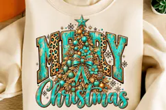 Merry Christmas Tree PNG | Turquoise Leopard Png Product Image 1
