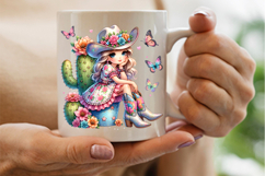 Cowgirl with Cactus and Butterflies PNG Sublimation Design Product Image 5