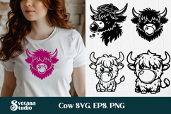 Cute highland cow SVG bundle | Farm animal SVG silhouette Product Image 8
