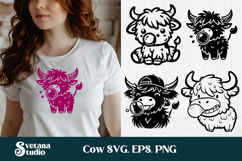 Cute highland cow SVG bundle | Farm animal SVG silhouette Product Image 9