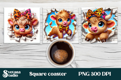 Cute baby cow square coaster | Funny animal in wall coaster Product Image 1