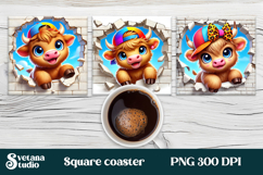 Cute baby cow square coaster | Funny animal in wall coaster Product Image 1