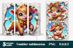 Cute baby cow tumbler wrap | Cute animal in wall tumbler PNG Product Image 1