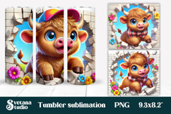 Cute baby cow tumbler wrap | Cute animal in wall tumbler PNG Product Image 1