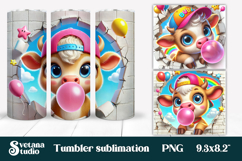 Cute baby cow tumbler wrap | Cute animal in wall tumbler PNG Product Image 1