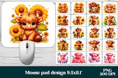 Cute cow mouse pad | Mouse pad bundle | Sunflower cow PNG Product Image 1