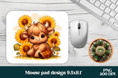 Cute cow mouse pad | Mouse pad bundle | Sunflower cow PNG Product Image 2