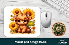 Cute cow mouse pad | Sunflower mousepad | Sunflower cow PNG Product Image 1