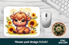 Cute cow mouse pad | Mouse pad bundle | Sunflower cow PNG Product Image 5