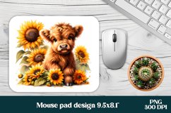 Cute cow mouse pad | Sunflower mousepad | Sunflower cow PNG Product Image 1
