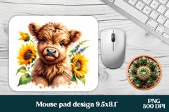 Cute cow mouse pad | Sunflower mousepad | Sunflower cow PNG Product Image 1