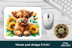 Cute cow mouse pad | Sunflower mousepad | Sunflower cow PNG Product Image 1