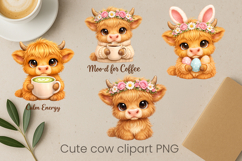 Cute highland cow clipart PNG | Cow sublimation design Product Image 1