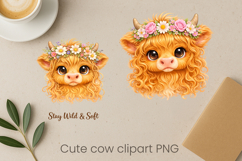 Cute highland cow clipart PNG | Cow sublimation design Product Image 1