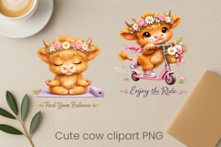 Cute highland cow clipart PNG | Cow sublimation design Product Image 1