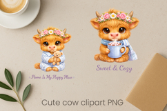 Cute highland cow clipart PNG | Cow sublimation design Product Image 1