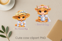 Cute highland cow clipart PNG | Cow sublimation design Product Image 1