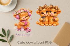 Cute highland cow clipart PNG | Cow sublimation design Product Image 1