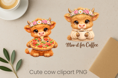 Cute highland cow clipart PNG | Cow sublimation design Product Image 1