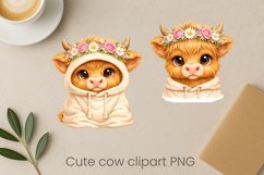 Cute highland cow clipart PNG | Cow sublimation design Product Image 1