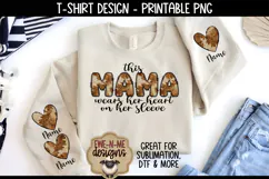 Heart on Sleeve Cow Print Mama Design | Cowhide PNG Design Product Image 1