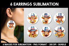 Patriotic Highland Cows Earrings I Round Earrings Product Image 1