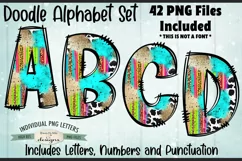 Cow Print Serape Doodle Alphabet and Numbers | PNG Files Product Image 1