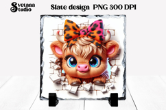 Funny cow slate PNG design | Cow in wall sublimation Product Image 1