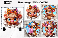 Funny cow slate PNG design | Cow in wall sublimation Product Image 1