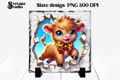 Funny cow slate PNG design | Cow in wall sublimation Product Image 1