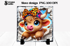 Funny cow slate PNG design | Cow in wall sublimation Product Image 1