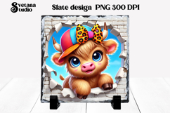 Funny cow slate PNG design | Cow in wall sublimation Product Image 1