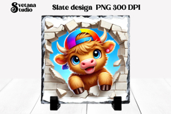 Funny cow slate PNG design | Cow in wall sublimation Product Image 1