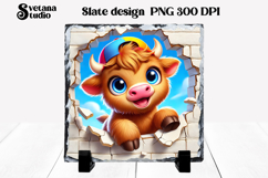 Funny cow slate PNG design | Cow in wall sublimation Product Image 1