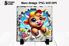 Funny cow slate PNG design | Cow in wall sublimation Product Image 1