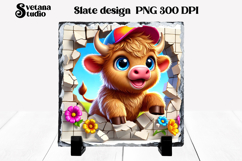 Funny cow slate PNG design | Cow in wall sublimation Product Image 1